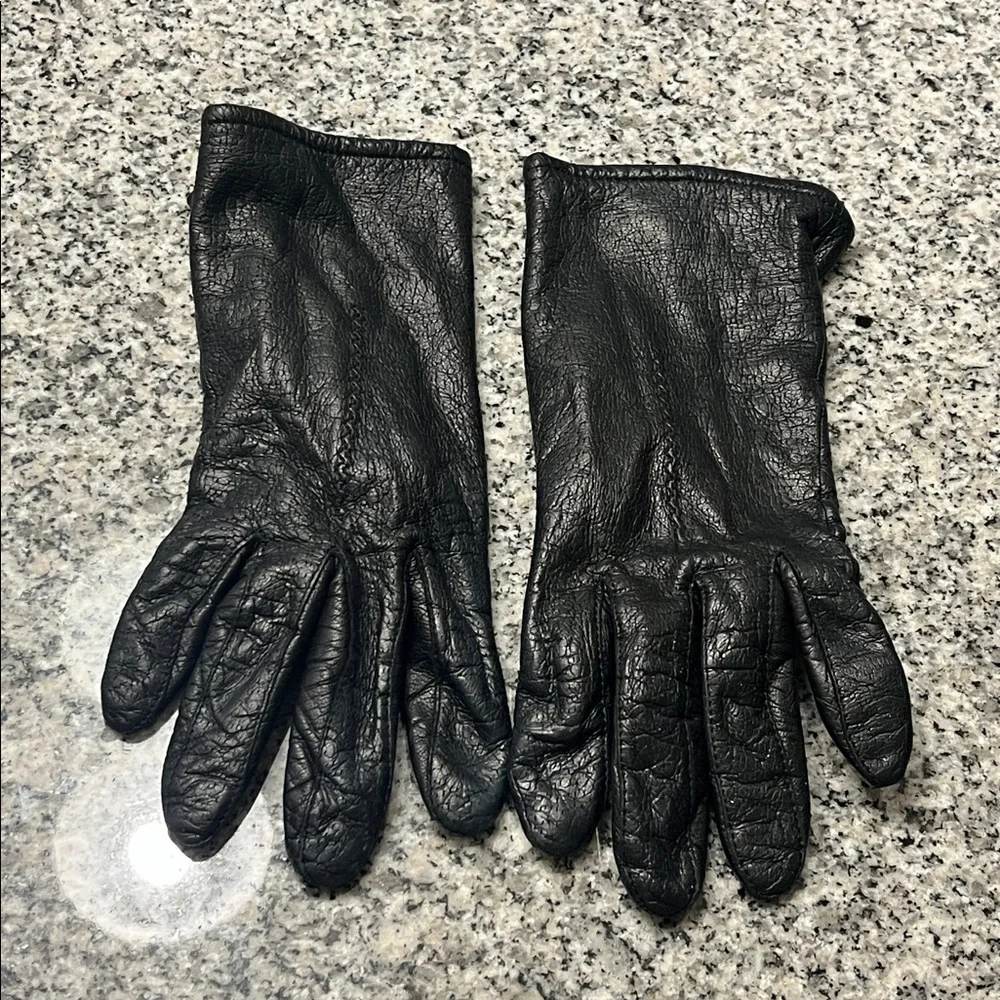 Fownes Leather Driving Gloves Acrylic black Lined #9522 Ladies Women’s Size 7.5